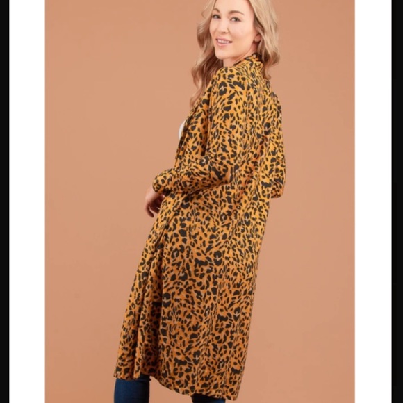 ONE LEFT!   Mustard Animal Print Cardigan - Picture 4 of 4